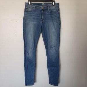 7 For All Mankind 7FAM Women's 28 Skinny Jeans Genevieve Medium Wash Denim